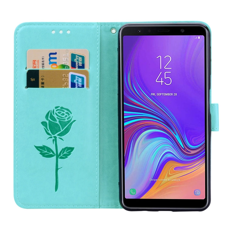 Rose Embossed Horizontal Flip PU Leather Case for Samsung Galaxy A7 (2018) , with Holder & Card Slots & Wallet – Card Slot, Flip, Leather, For Samsung Galaxy A7 (2018)