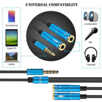 2 in 1 3.5mm Male to Double 3.5mm Female TPE High-elastic Audio Cable...