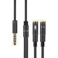 2 in 1 3.5mm Male to Double 3.5mm Female TPE High-elastic Audio Cable... Black