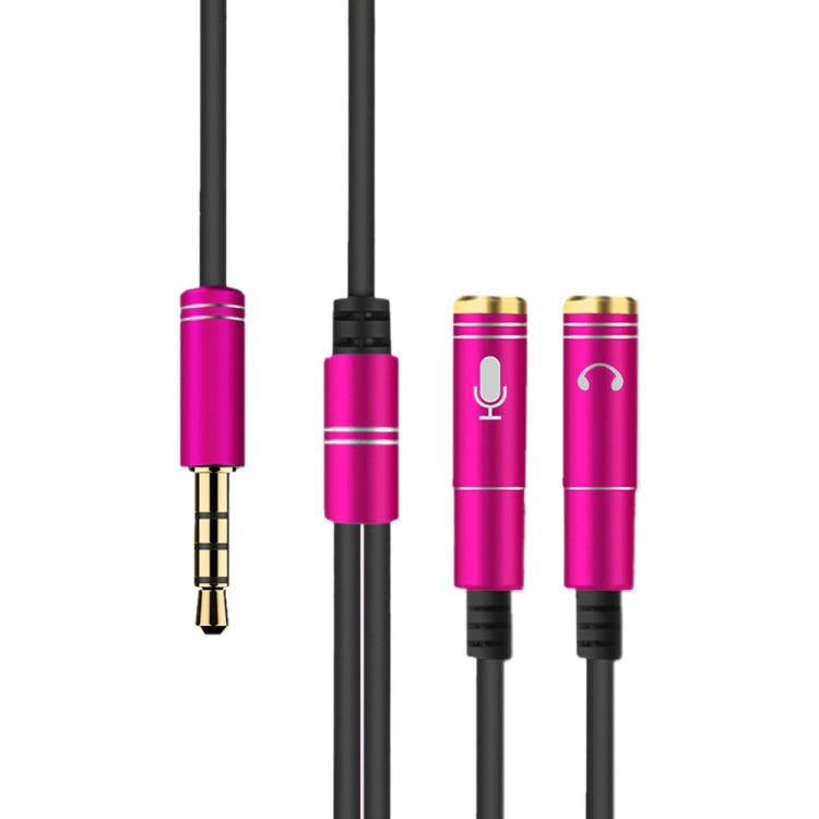2 in 1 3.5mm Male to Double 3.5mm Female TPE High-elastic Audio Cable... Rose Red