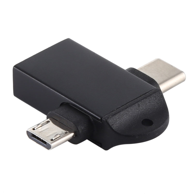 USB 3.0 Female to USB-C / Type-C Male + Micro USB Male Multi-function OTG Adapter with Sling Hole – Data Transmission