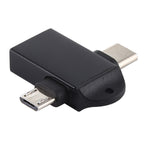 USB 3.0 Female to USB-C / Type-C Male + Micro USB Male Multi-function OTG Adapter with Sling Hole – Data Transmission