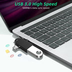 USB 3.0 Female to USB-C / Type-C Male + Micro USB Male Multi-function OTG Adapter with Sling Hole – Data Transmission