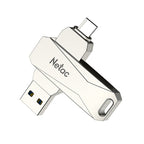 Netac U782C 128GB USB-C / Type-C + USB 3.0 360 Degrees Rotation Zinc Alloy Flash Drive OTG U Disk, 128GB – Anti-Scratch, Data Transmission