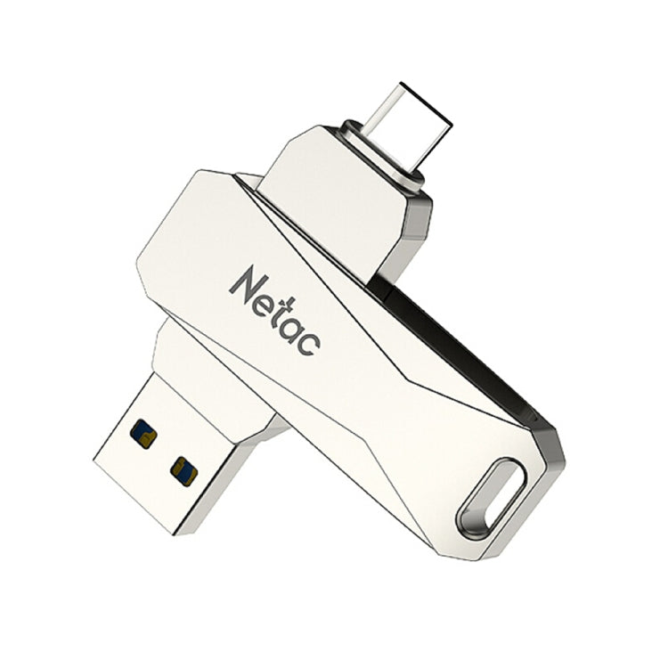 Netac U782C 128GB USB-C / Type-C + USB 3.0 360 Degrees Rotation Zinc Alloy Flash Drive OTG U Disk, 128GB – Anti-Scratch, Data Transmission