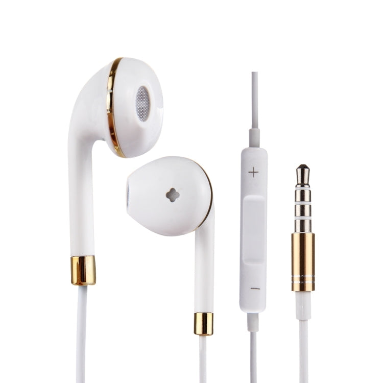 White Wire Body 3.5mm In-Ear Earphone with Line Control & Mic Gold