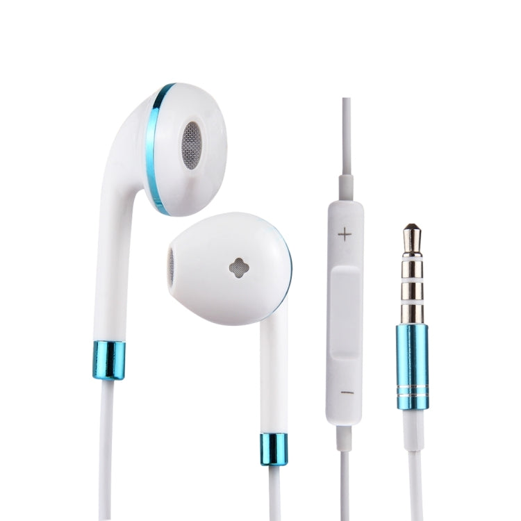 White Wire Body 3.5mm In-Ear Earphone with Line Control & Mic Blue