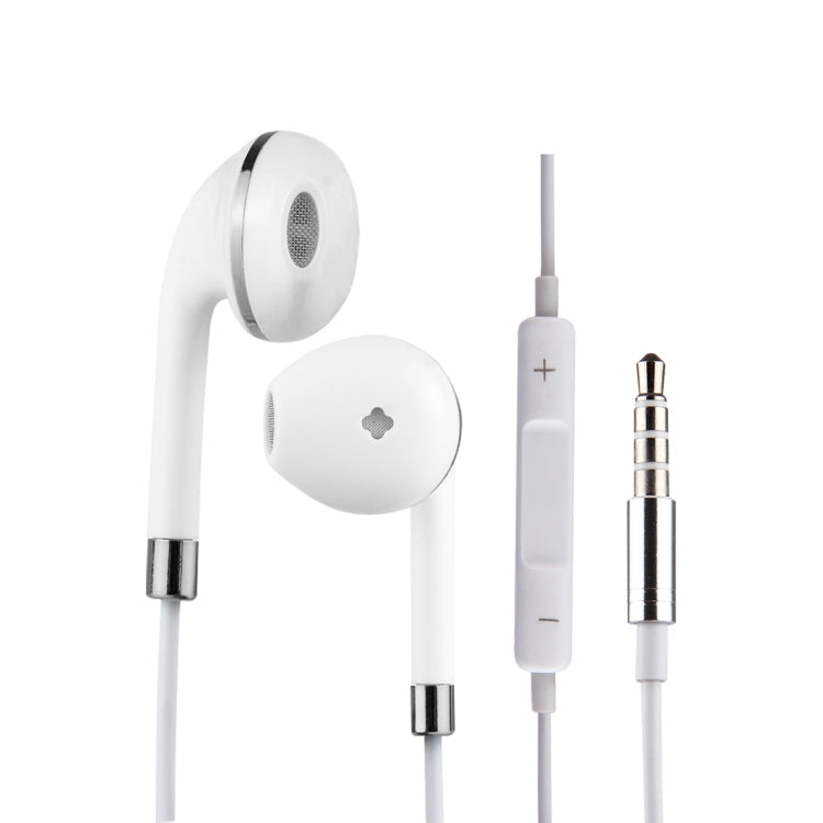 White Wire Body 3.5mm In-Ear Earphone with Line Control & Mic Silver