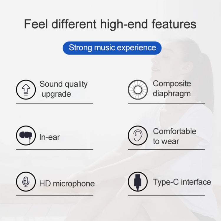 USB-C / Type-C Interface In Ear Wired Mega Bass Earphone with Mic – Durable Build, Easy to Use