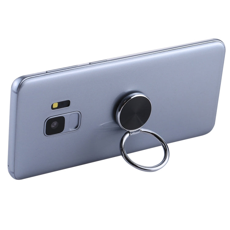 Universal CD Pattern Metal Mobile Phone Ring Holder Black