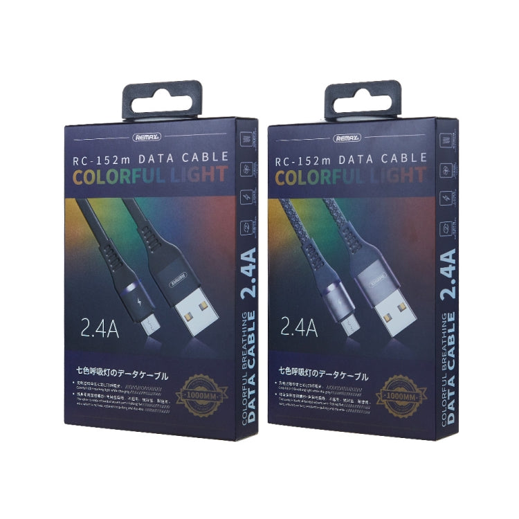 RC-152M 1m 2.4A USB to Micro USB Colorful Breathing Data Cable, Micro USB – Aluminum Alloy
