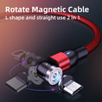 2m 2A Output USB to Micro USB Nylon Braided Rotate Magnetic Charging Cable, 2m Micro USB – Wear-resistant, Magnetic, TPU