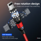 2m 2A Output USB to Micro USB Nylon Braided Rotate Magnetic Charging Cable, 2m Micro USB – Wear-resistant, Magnetic, TPU