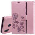 Rose Embossed Horizontal Flip PU Leather Case for Galaxy A30 / A20, with Holder & Card Slots & Wallet, For Samsung Galaxy A30 / A20 For Samsung Galaxy A30 A20 Rose Gold