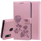 Rose Embossed Horizontal Flip PU Leather Case for Galaxy A30 / A20, with Holder & Card Slots & Wallet, For Samsung Galaxy A30 / A20 For Samsung Galaxy A30 A20 Rose Gold