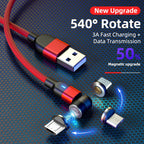 1m 3A Output USB to Micro USB 540 Degree Rotating Magnetic Data Sync Charging Cable, 1m Micro USB – Wear-resistant, Magnetic, Fast Charging