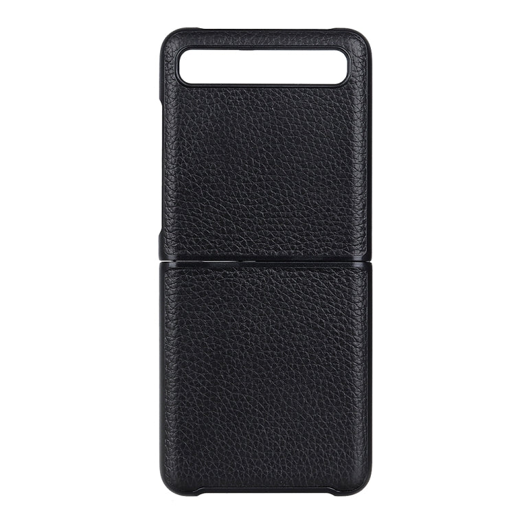 For Galaxy Z Flip Litchi Texture Leather Folding Protective Case Black