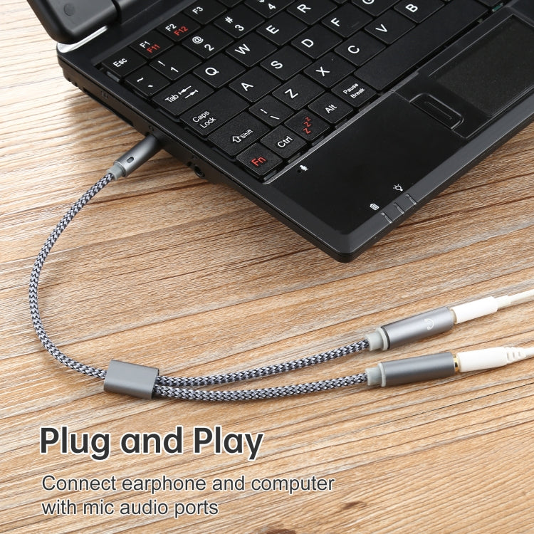 HY191 2 in 1 3.5mm Male to Microphone + Audio Female Braided Audio Cable, Length: 26cm, HY191 – Durable Build, Easy to Use