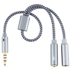 HY191 2 in 1 3.5mm Male to Microphone + Audio Female Braided Audio Cable, Length: 26cm, HY191 – Durable Build, Easy to Use