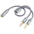YH192 2 in 1 3.5mm Female to Microphone + Audio Male Braided Audio Cable, Length: 22cm, YH192 – Durable Build, Easy to Use