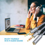 YH192 2 in 1 3.5mm Female to Microphone + Audio Male Braided Audio Cable, Length: 22cm, YH192 – Durable Build, Easy to Use