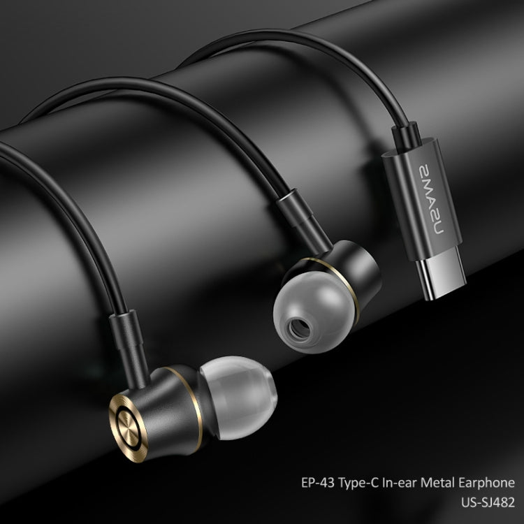 USAMS US-SJ482 EP-43 Wired In Ear USB-C / Type-C Interface Metal Digital HiFi Noise Reduction Earphones with Mic & Digital Chip, Length: 1.2m – Durable Build, Easy to Use