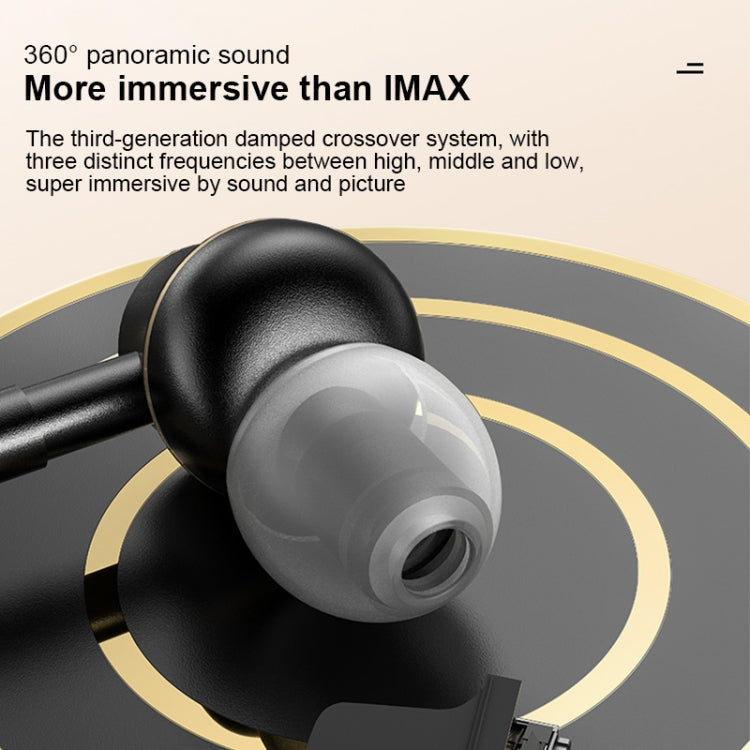 USAMS US-SJ482 EP-43 Wired In Ear USB-C / Type-C Interface Metal Digital HiFi Noise Reduction Earphones with Mic & Digital Chip, Length: 1.2m – Durable Build, Easy to Use