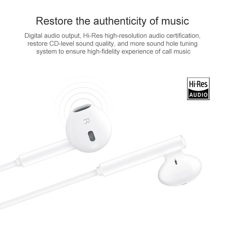 Original Honor AM33 USB-C / Type-C Classic Noise Reduction In-ear Wired Earphone, Support Wire Control & Call – Durable Build, Easy to Use