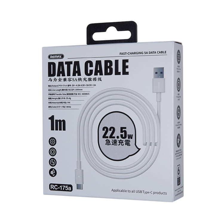 Marlik Series RC-175a 22.5W 5A USB to USB-C / Type-C Interface Fully Compatible Fast Charging Data Cable, Cable Length: 1m, 1m – Fast Charging, Data Transmission
