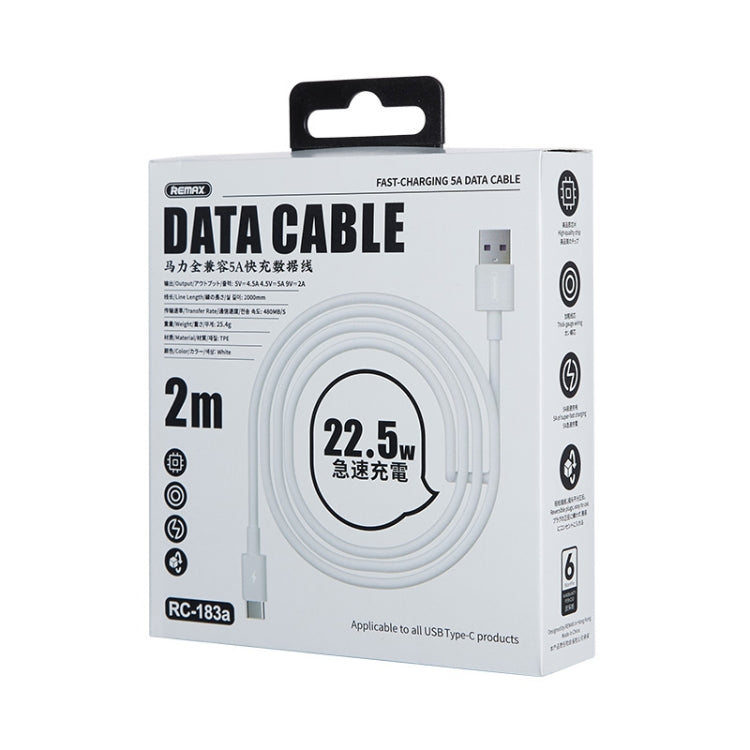 Marlik Series RC-183a 22.5W 5A USB to USB-C / Type-C Interface Fully Compatible Fast Charging Data Cable, Cable Length: 2m, 2m – Fast Charging, Data Transmission