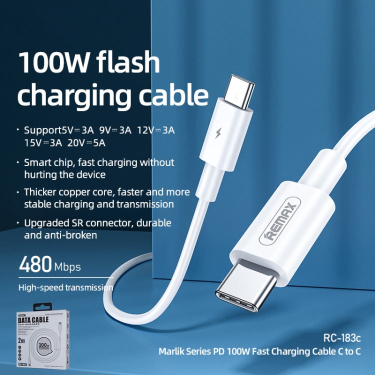 Marlik Series RC-183c PD 100W USB-C / Type-C to USB-C / Type-C Interface Fast Charging Data Cable, Cable Length: 2m, 2m – Fast Charging, Data Transmission