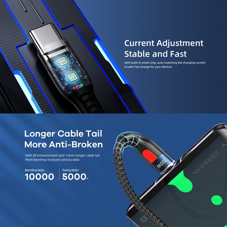 RC-188a Lesu Pro 1m 5A USB to USB-C / Type-C Aluminum Alloy Braid Fast Charging Data Cable, USB to USB-C / Type-C – Fast Charging, Aluminum Alloy