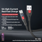 RC-188a Lesu Pro 1m 5A USB to USB-C / Type-C Aluminum Alloy Braid Fast Charging Data Cable, USB to USB-C / Type-C – Fast Charging, Aluminum Alloy