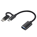 USB 3.0 Female to Micro USB + USB-C / Type-C Male Charging + Transmission OTG Nylon Braided Adapter Cable, Cable Length: 11cm, Micro USB Black, Micro USB Blue, Micro USB Red, Micro USB Silver, Micro USB White – Data Transmission