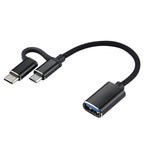 USB 3.0 Female to Micro USB + USB-C / Type-C Male Charging + Transmission OTG Nylon Braided Adapter Cable, Cable Length: 11cm, Micro USB Black, Micro USB Blue, Micro USB Red, Micro USB Silver, Micro USB White – Data Transmission