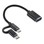 USB 3.0 Female to Micro USB + USB-C / Type-C Male Charging + Transmission OTG Nylon Braided Adapter Cable, Cable Length: 11cm, Micro USB Black, Micro USB Blue, Micro USB Red, Micro USB Silver, Micro USB White – Data Transmission