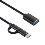 USB 3.0 Female to Micro USB + USB-C / Type-C Male Charging + Transmission OTG Nylon Braided Adapter Cable, Cable Length: 11cm, Micro USB Black, Micro USB Blue, Micro USB Red, Micro USB Silver, Micro USB White – Data Transmission