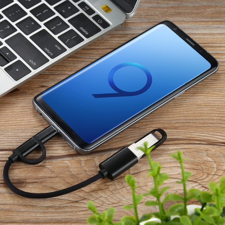 USB 3.0 Female to Micro USB + USB-C / Type-C Male Charging + Transmission OTG Nylon Braided Adapter Cable, Cable Length: 11cm, Micro USB Black, Micro USB Blue, Micro USB Red, Micro USB Silver, Micro USB White – Data Transmission