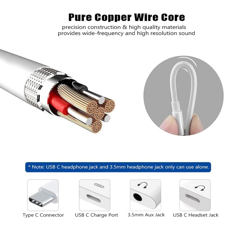 3 in 1 USB-C + 3.5mm + 3.5mm to USB-C Digital Charge Audio Adapter – Durable Build, Easy to Use