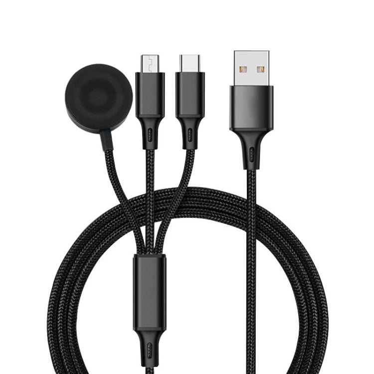 For iPhone / Apple Watch 3 In 1 8 Pin + Type-C / USB-C + Magnetic Charging Base Multi-function Charging Cable, Length: 1m, 3 In 1 3 In 1 Black