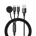 For iPhone / Apple Watch 3 In 1 8 Pin + Type-C / USB-C + Magnetic Charging Base Multi-function Charging Cable, Length: 1m, 3 In 1 3 In 1 Black