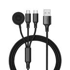 For iPhone / Apple Watch 3 In 1 8 Pin + Type-C / USB-C + Magnetic Charging Base Multi-function Charging Cable, Length: 1m, 3 In 1 3 In 1 Black