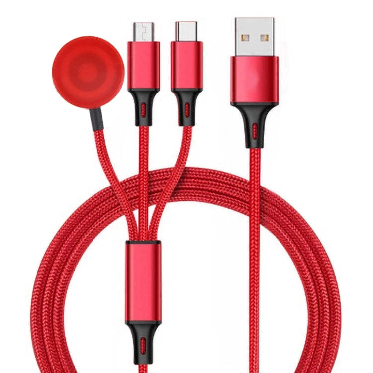 For iPhone / Apple Watch 3 In 1 8 Pin + Type-C / USB-C + Magnetic Charging Base Multi-function Charging Cable, Length: 1m, 3 In 1 – Magnetic 3 In 1 Red