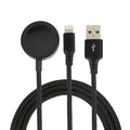 For iPhone / Apple Watch 2 In 1 8 Pin + Magnetic Charging Base Multi-function Charging Cable, Length: 1m, 2 In 1 2 In 1 Black
