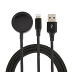 For iPhone / Apple Watch 2 In 1 8 Pin + Magnetic Charging Base Multi-function Charging Cable, Length: 1m, 2 In 1 2 In 1 Black