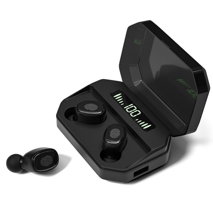 M8 Bluetooth 5.0 TWS Touch Digital Display True Wireless Bluetooth Earphone with Charging Box Black