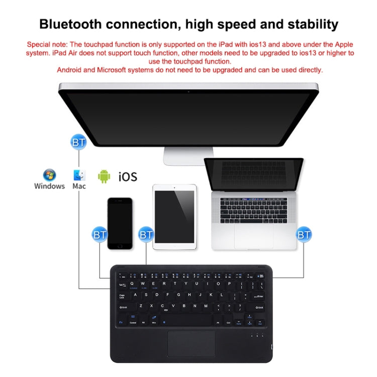 HB119B 10 inch Universal Tablet Wireless Bluetooth Keyboard with Touch Panel, HB119B – Bluetooth