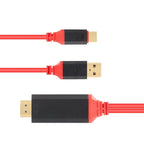 2 in 1 USB-C / Type-C + USB Power Supply Interface to 4K x 2K Ultra HD HDMI Video Cable, Length: 2m, Red USB Power Supply Interface – 4K