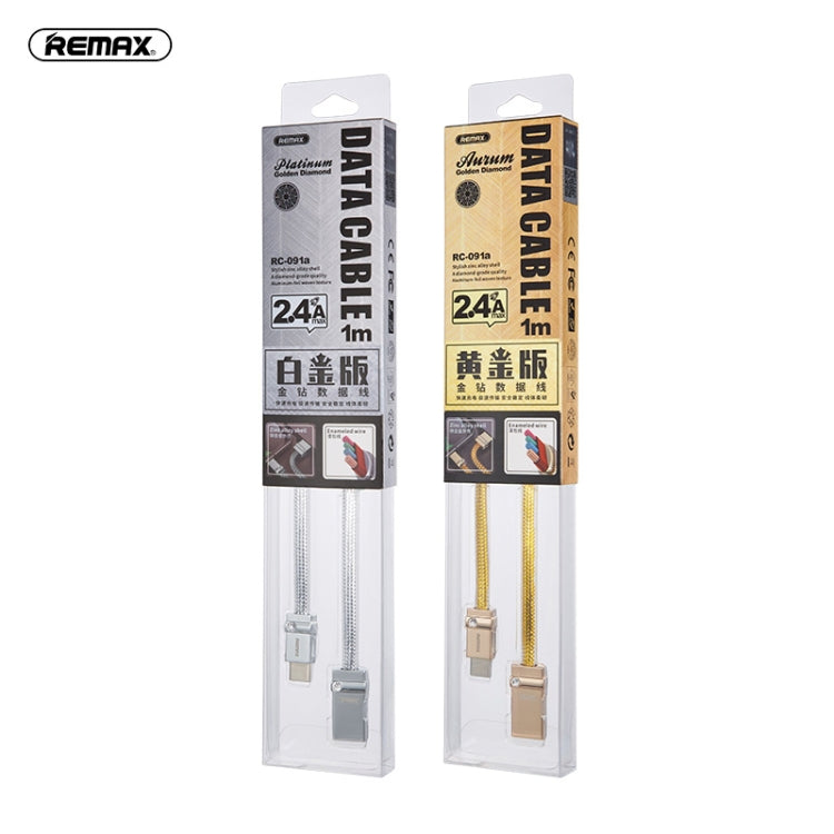 RC-091a 2.4A USB to USB-C / Type-C Golden Diamond Data Sync Charging Cable, Cable Length: 1m, RC-091a – Fast Charging