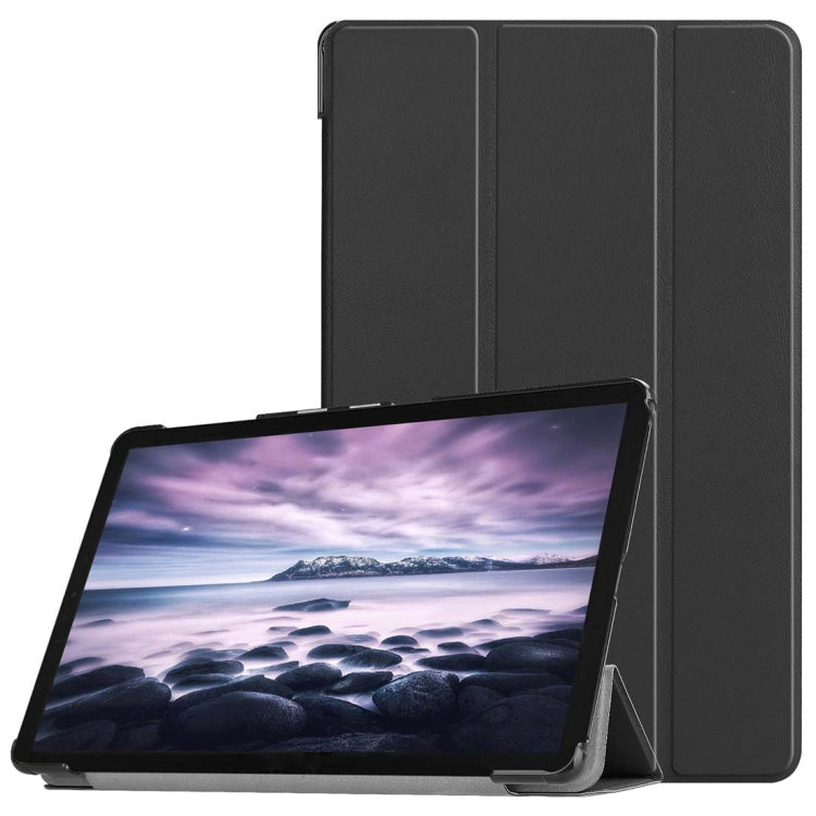 Custer Texture Horizontal Flip PU Leather Case for Galaxy Tab A 10.5 / T595 & T590, with Three-folding Holder & Sleep / Wake-up Function, For Galaxy Tab A 10.5 For Galaxy Tab A 10.5 Black